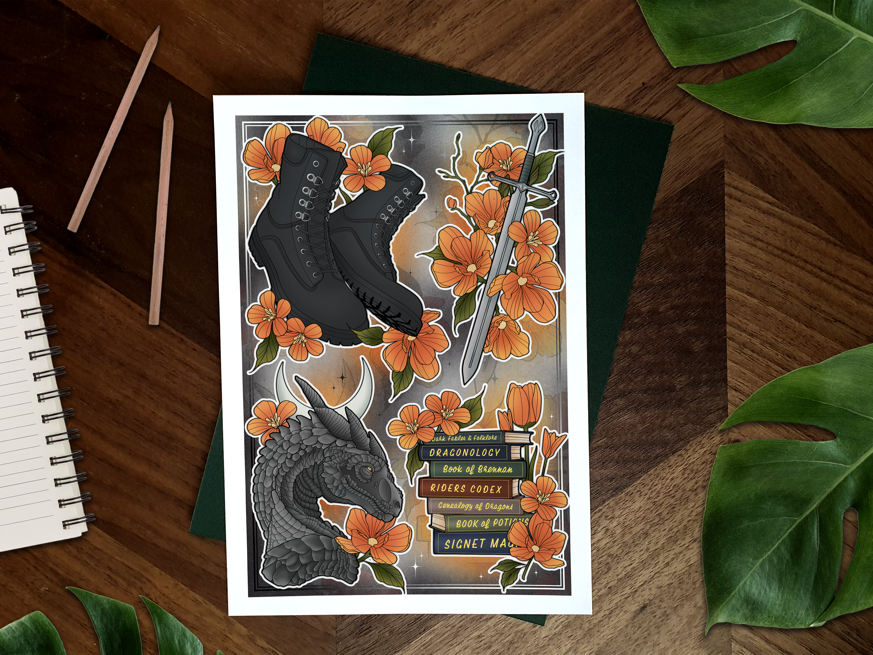 Fourth Wing Illustrated Art Print 📖🐉