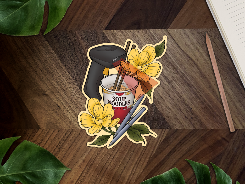Sakamoto’s Noodles Inspired Premium Vinyl Sticker 🍜🔫