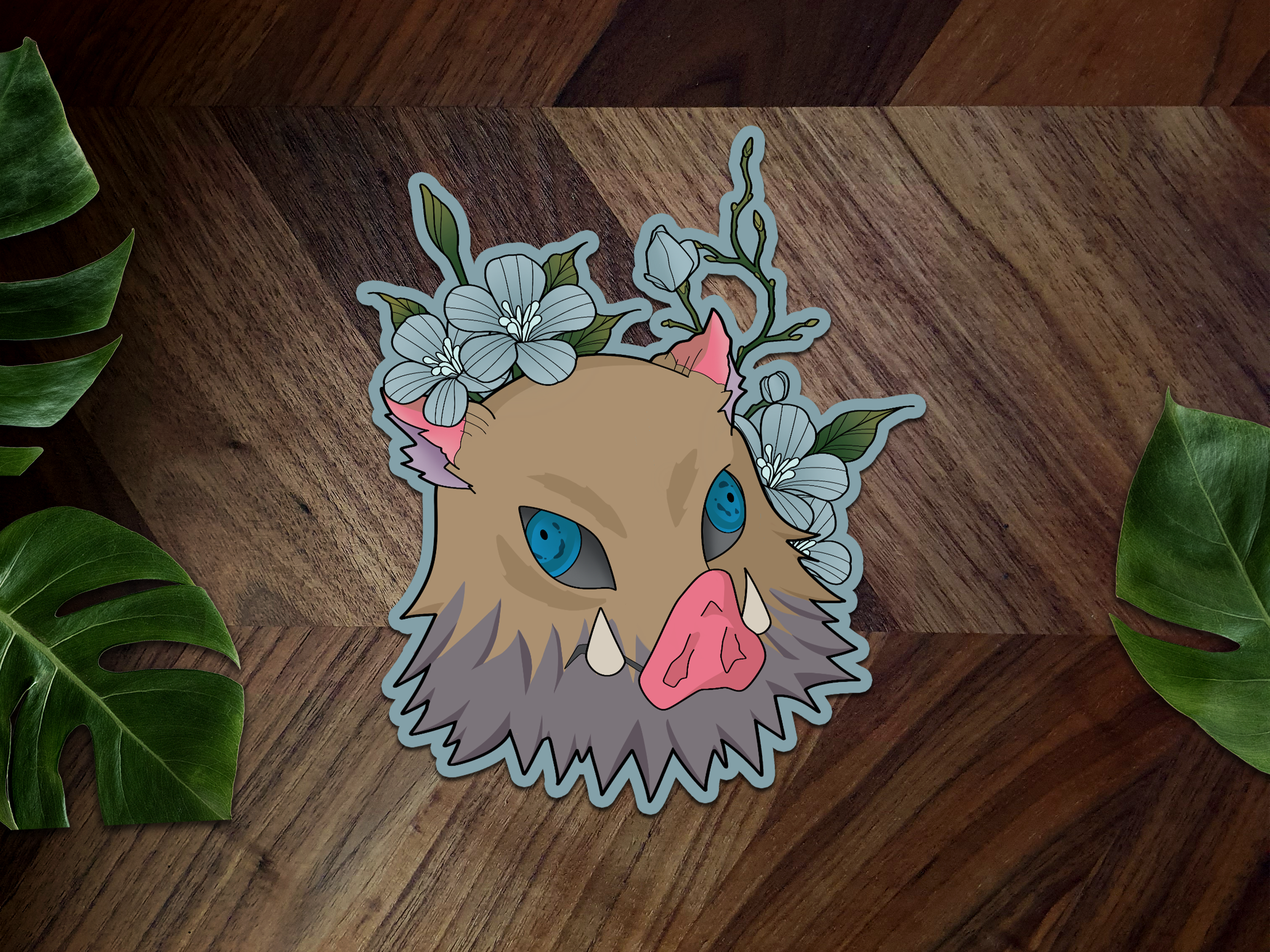 Inosuke's Boar Mask Inspired Premium Vinyl Sticker  👹🗡️