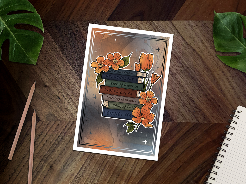 Basgiath War College Tomes Inspired Postcard Print 📖🐉