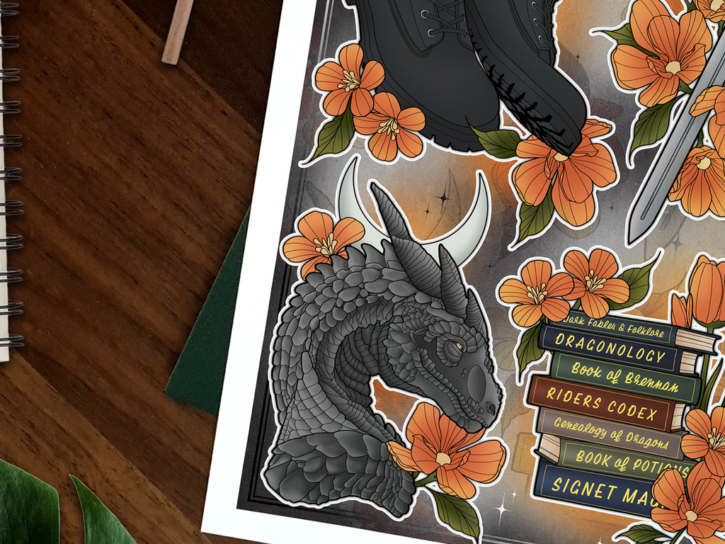 Fourth Wing Illustrated Art Print 📖🐉
