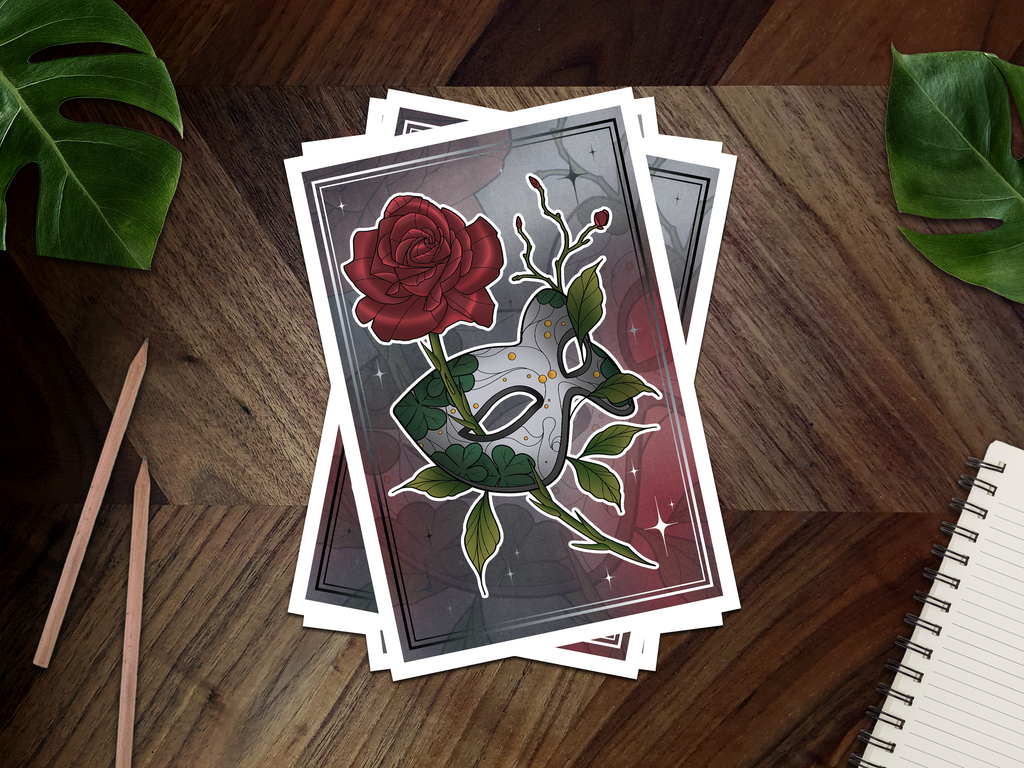 Tamlin's Masquerade Ball Mask Inspired Postcard Print 📖☕