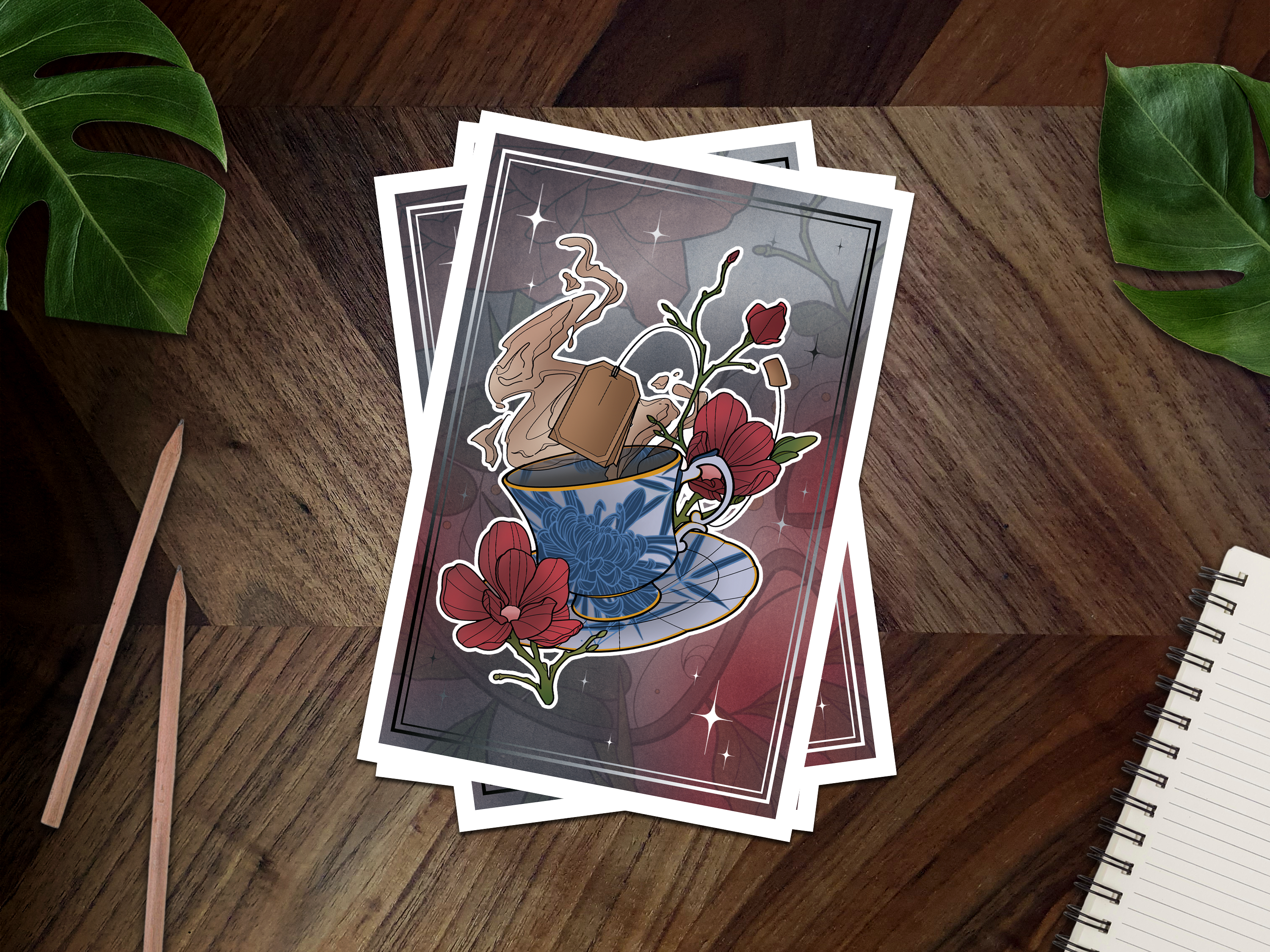 Suriel Tea Co Tea Cup and Saucer Inspired Postcard Print 📖☕