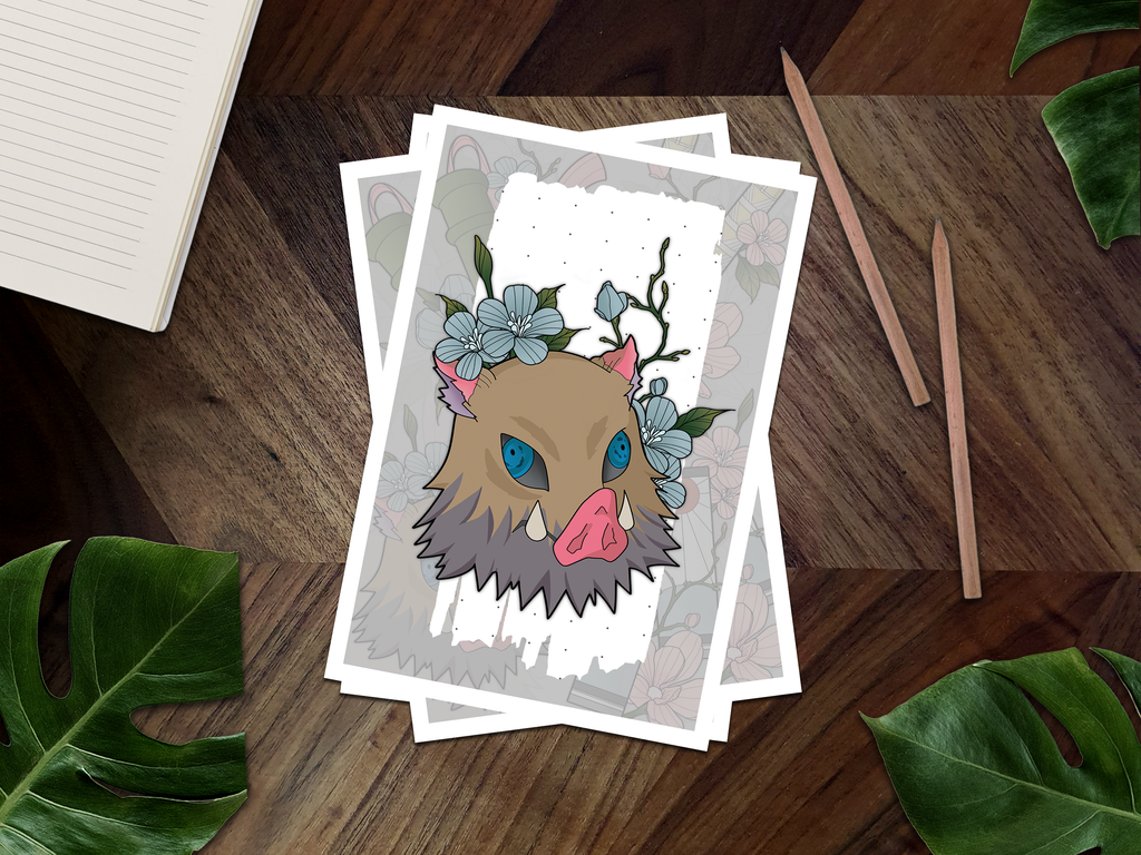 Inosuke's Boar Mask Inspired Mini Art Print 👹🗡️