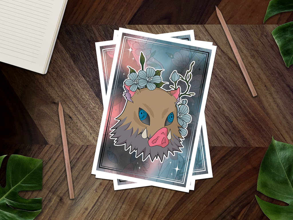 Inosuke's Boar Mask Inspired Mini Art Print 👹🗡️