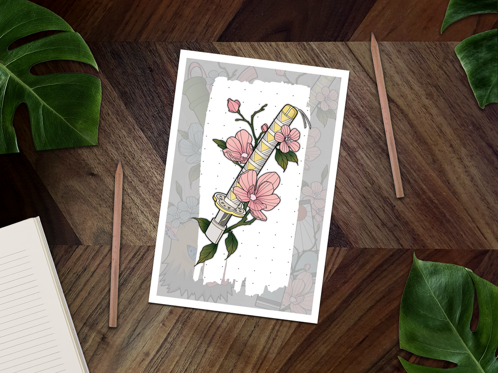 Zenitsu's Sword Inspired Mini Art Print 👹🗡️