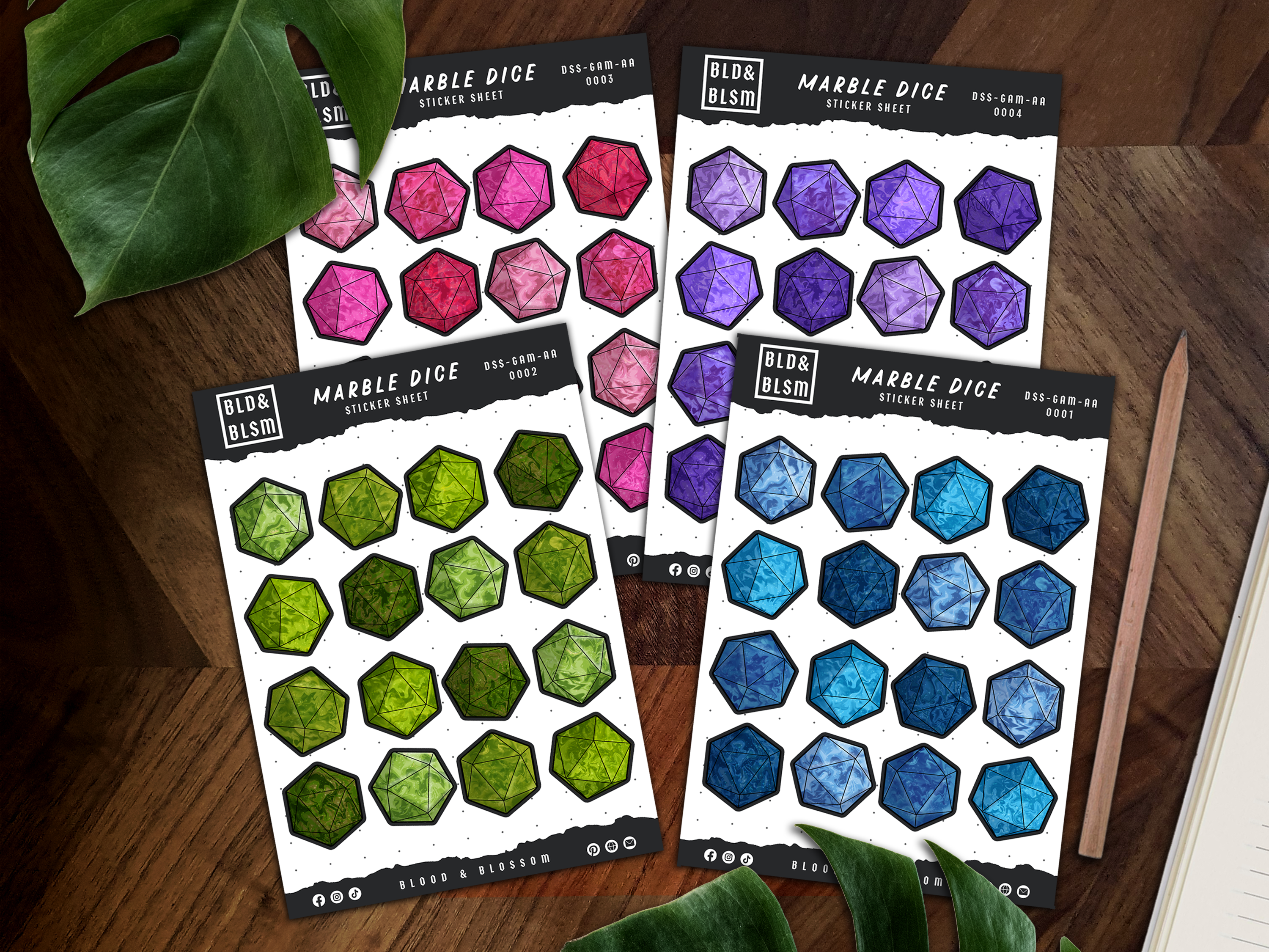 D20 RPG Game Dice Sticker Sheet