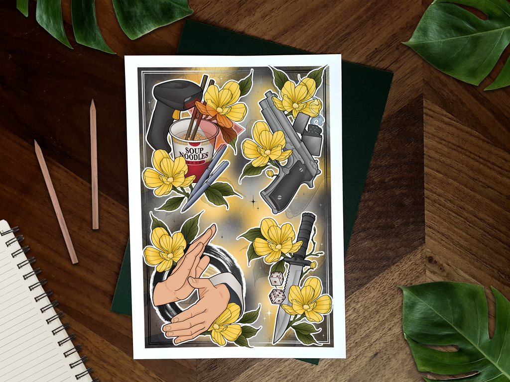 Sakomoto Days Illustrated Art Print 🍜🔫